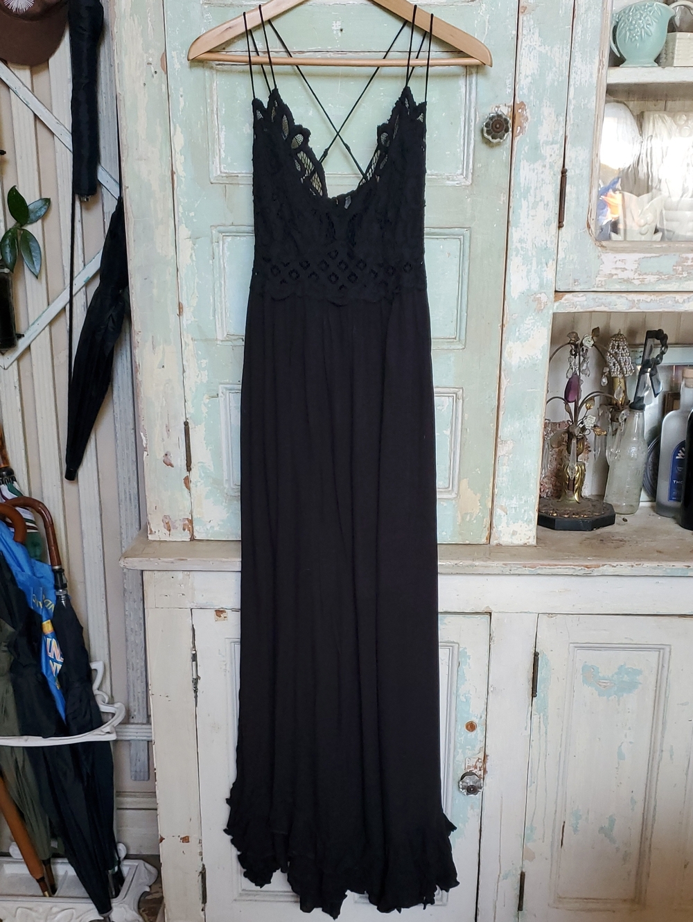 Free People Black Lace-Top Dress
